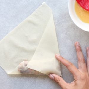 Wrapping one side of Vietnamese Egg Roll