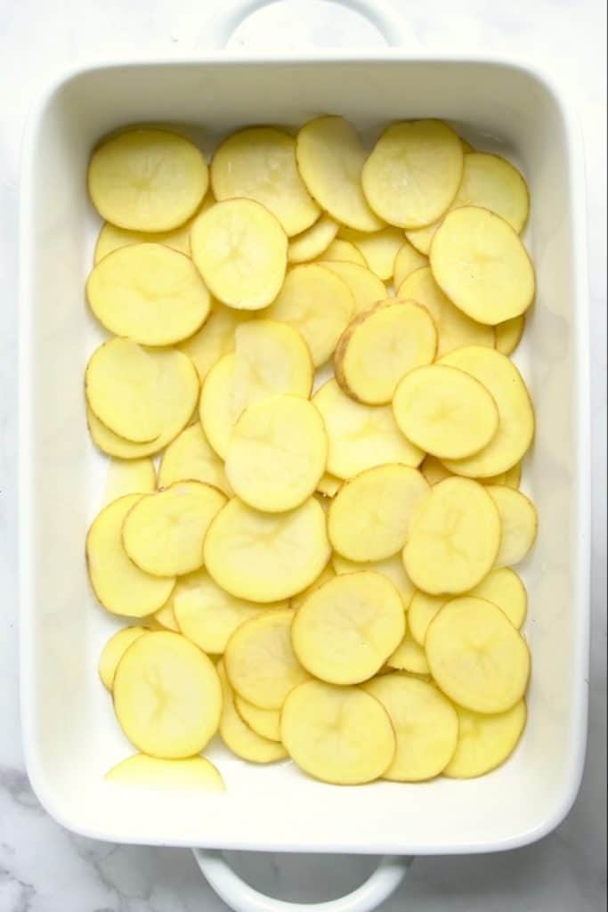 Potatoes sliced thinly