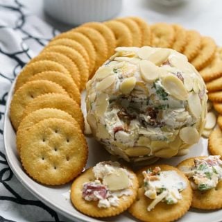 Bacon Ranch Cheeseball with crackers