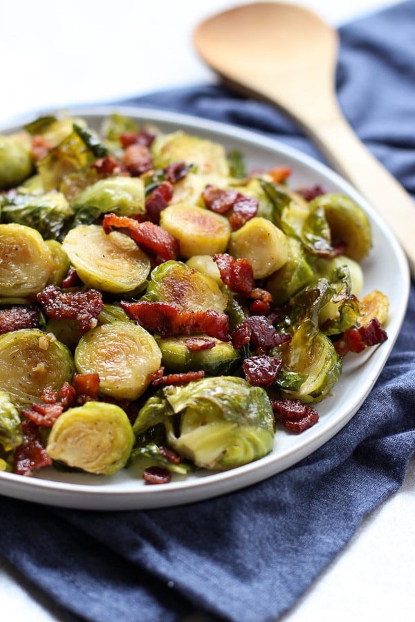 A plate of Honey Roasted Brussel Sprouts