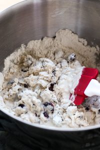Mixing dough for No-Knead Cranberry Bread