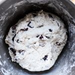 No-Knead Cranberry Bread dough shaped into a ball