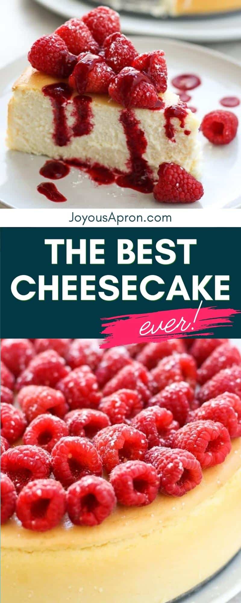 Italian Cheesecake - crustless Italian ricotta cheesecake is the perfect dessert and sweet treat! Light and fluffy, top with fresh raspberry and raspberry sauce for the ultimate cheesecake experience! via @joyousapron