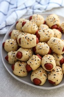 A plate of Everything Bagel Pigs in the Blanket