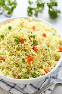 A bowl of Easy Mixed Vegetable Rice