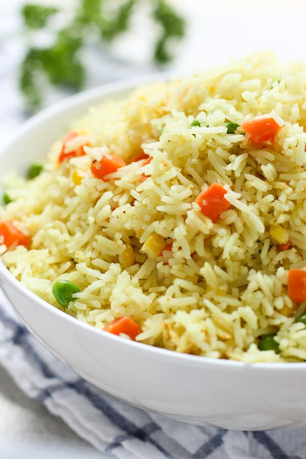 Close up shot of Easy Mixed Vegetable Rice