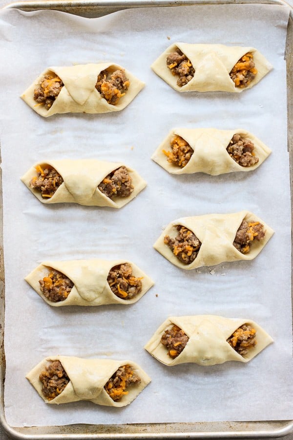 Uncooked Sausage and Cheese Puff Pastry Pockets