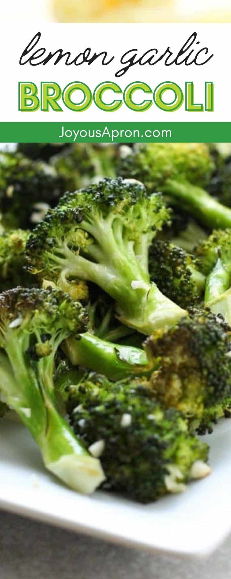 Roasted Lemon Garlic Broccoli - easy, healthy and yummy veggie side recipe! Broccoli is coated with lemon juice, garlic and butter, then baked in the oven. An easy vegetable side to any meal! Vegetarian and gluten free. via @joyousapron