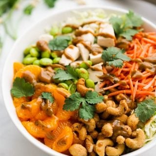 A bowl of salad with Asian Peanut Dressing