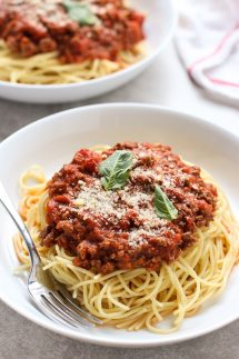 two plates of The Best Spaghetti and Meat Sauce