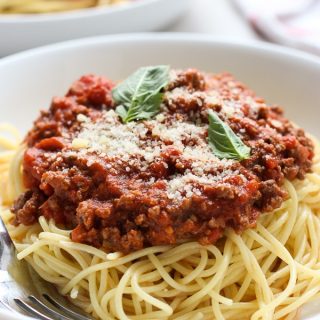 Closeup shot of The Best Spaghetti and Meat Sauce