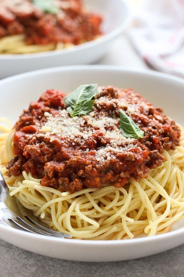 Closeup shot of The Best Spaghetti and Meat Sauce