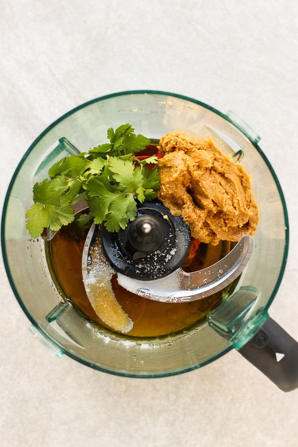 Making peanut dressing for Asian Peanut Chicken Salad