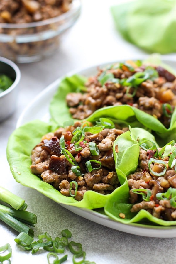 Closeup of Asian Lettuce Wraps