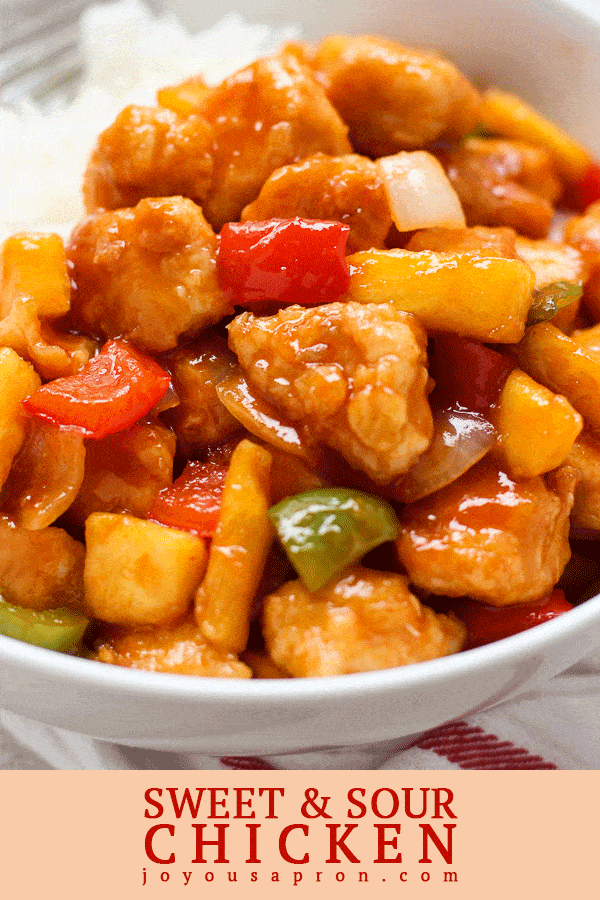 Sweet and Sour Chicken - homemade version of the classic Chinese takeout! Crispy, juicy perfectly seasoned chicken tossed in a sweet, sour and tangy sauce, combine with crunchy veggies. via @joyousapron