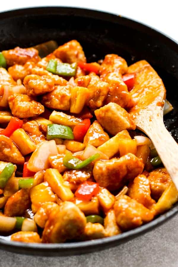 Sweet and Sour Chicken in a skillet