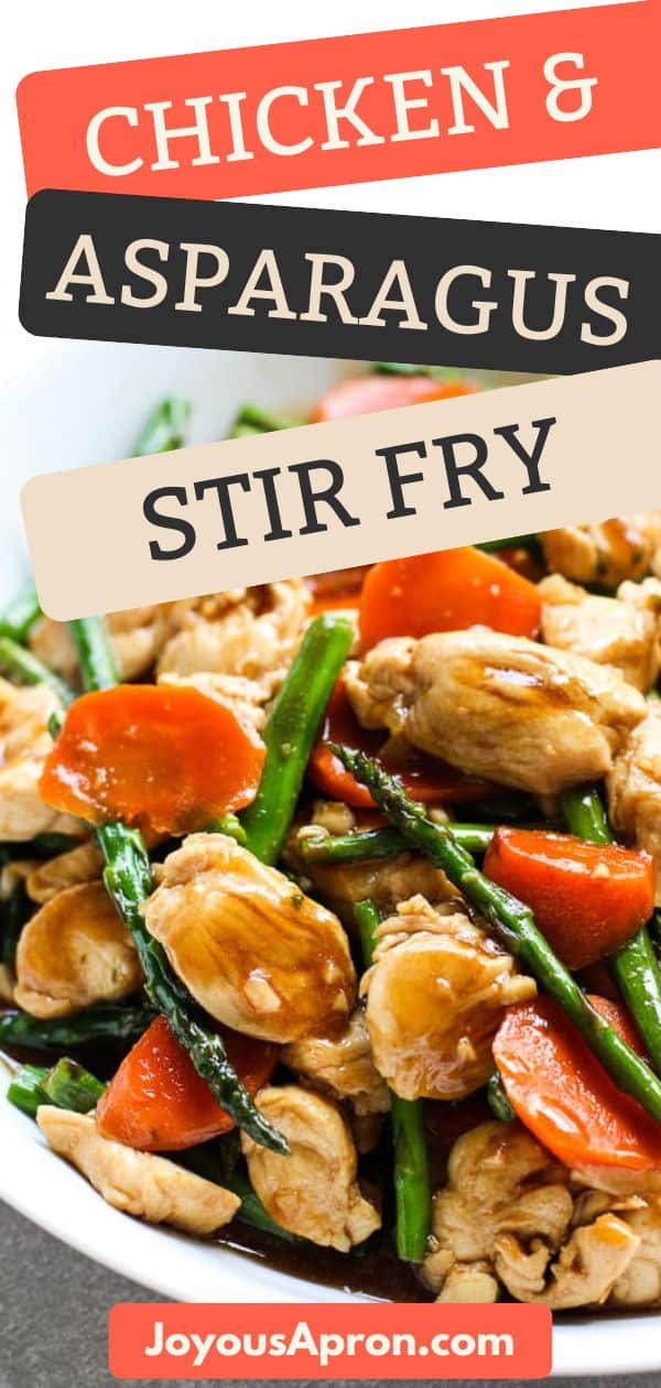 Chicken Asparagus Stir Fry - A healthy, light, quick and easy Chinese or Asian stir fry dish that is perfect for dinner and busy weeknights! Serves well with rice. Perfect for meal prep as well. via @joyousapron