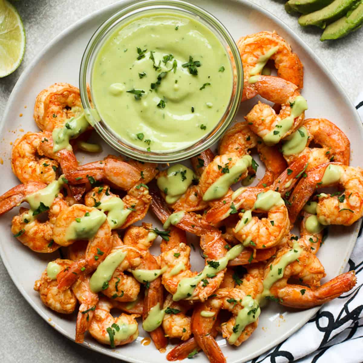 Chili Lime Shrimp with Avocado Crema