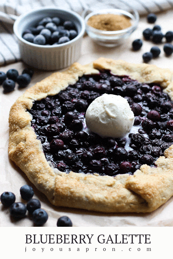 Blueberry Galette (Crostata) - An easy and yummy fruity dessert recipe! Crumbly pie crusts combined with blueberry filling and topped with vanilla ice cream. Perfect for summer days or any day! via @joyousapron
