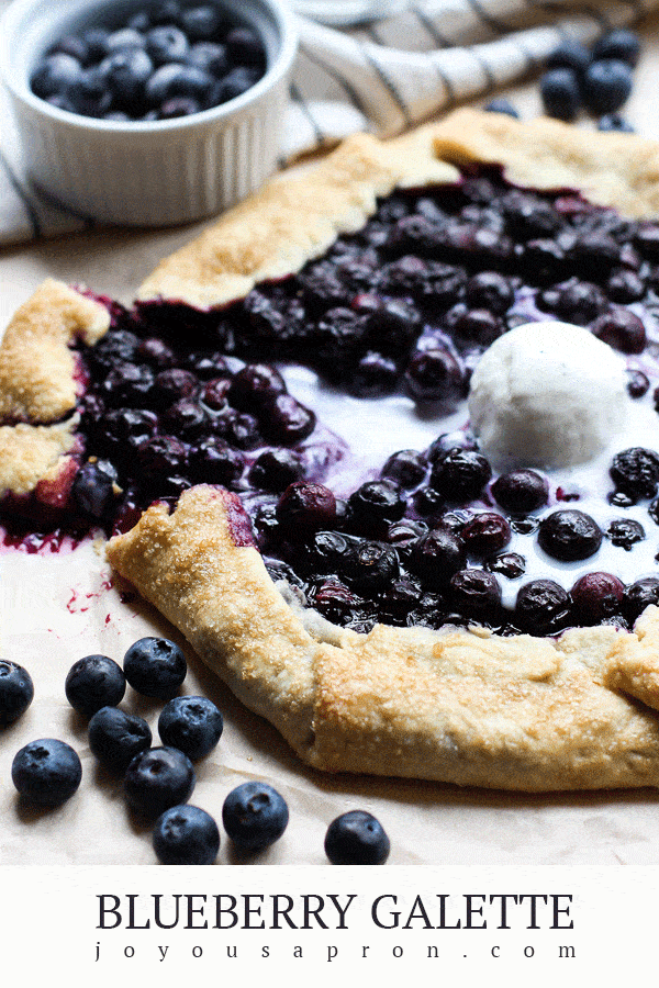 Blueberry Galette (Crostata) - An easy and yummy fruity dessert recipe! Crumbly pie crusts combined with blueberry filling and topped with vanilla ice cream. Perfect for summer days or any day! via @joyousapron