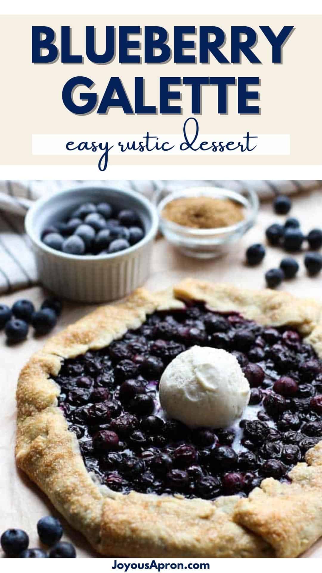 Blueberry Galette (Crostata) - An easy and yummy fruity dessert recipe! Crumbly pie crusts combined with blueberry filling and topped with vanilla ice cream. Perfect for summer days or any day! via @joyousapron