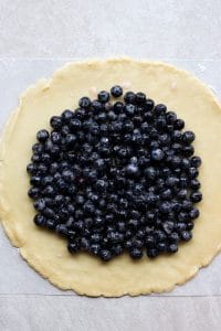 fresh blueberries on a round pie crust