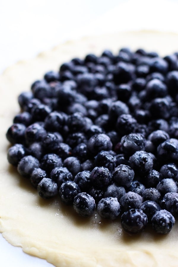 making galette with fresh blueberries