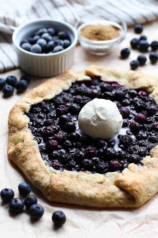 Rustic Blueberry Galette or Crostata with Vanilla ice cream