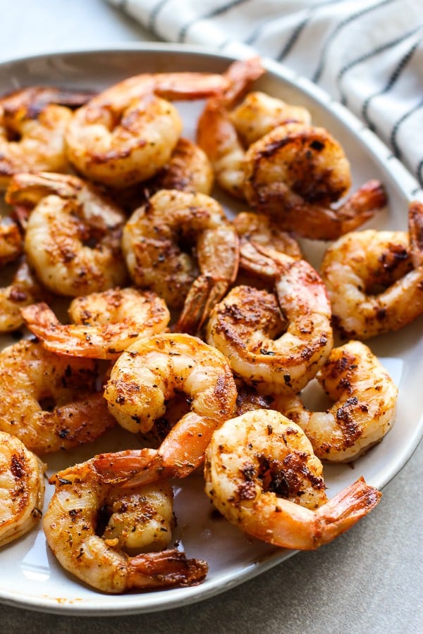 A plate of blackened shrimp