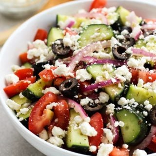 Greek Cucumber Salad in a large bowl