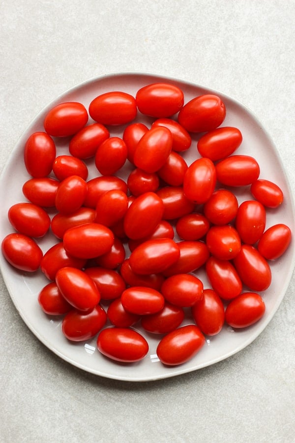 A plate of grape tomatoes