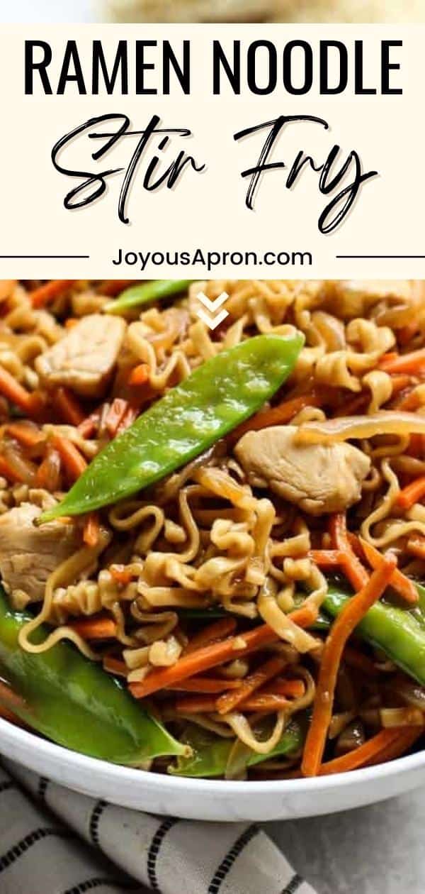 Ramen Noodle Stir Fry - Easy and flavorful Asian noodle dish tossed with chicken, vegetable and a delicious sauce! 30 minutes only and so delicious! Perfect for busy weeknights and makes great leftover and meal prep! via @joyousapron