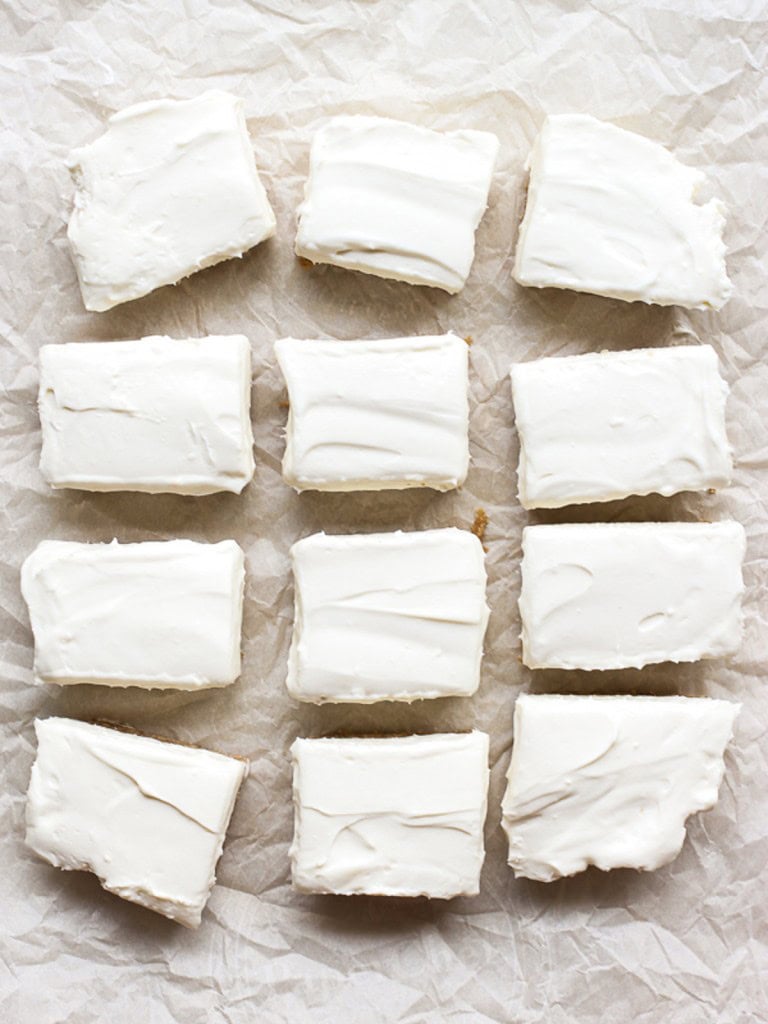 Cheesecake bites after being refrigerated for 8 hours
