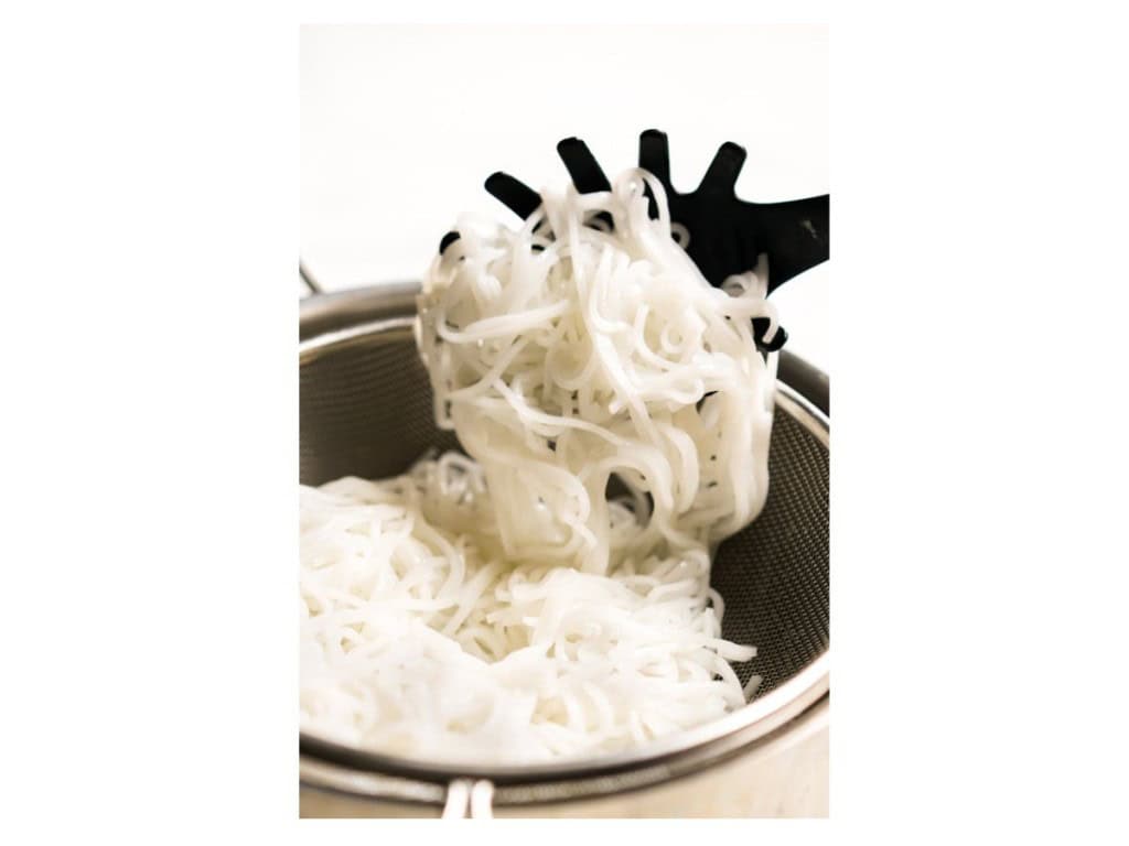 Soft vermicelli noodles in a pot after boiling