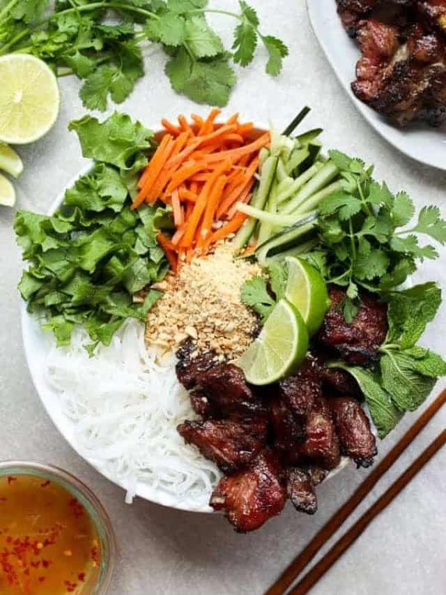 Vietnamese Noodle Bowl with Grilled Pork