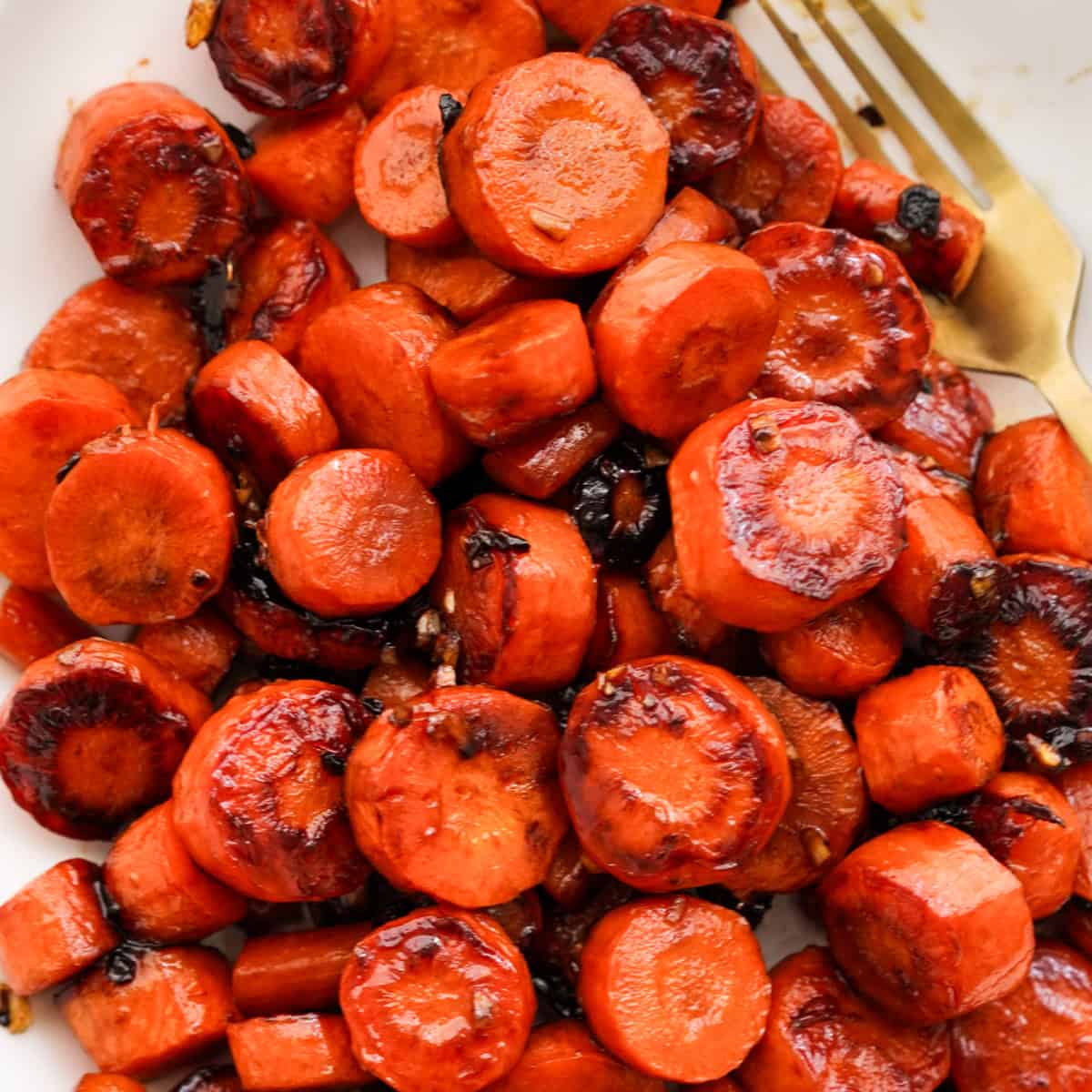 A stack of honey garlic roasted carrots