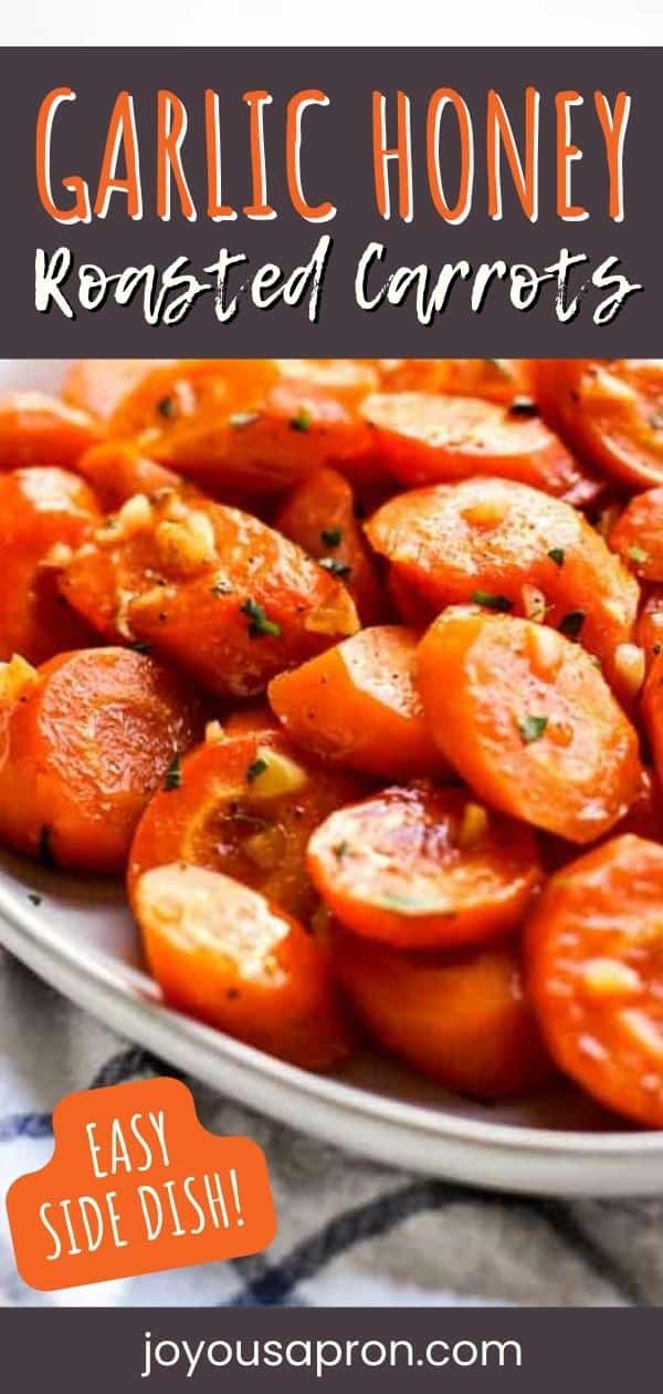 Garlic Honey Roasted Carrots - A healthy, easy and delicious veggie side dish, perfect for dinner any day or the holidays! Makes eating your vegetables fun! Vegetarian and gluten free via @joyousapron