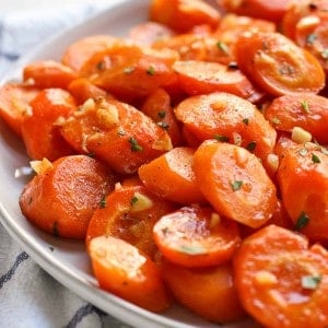 a plate of oven baked carrots