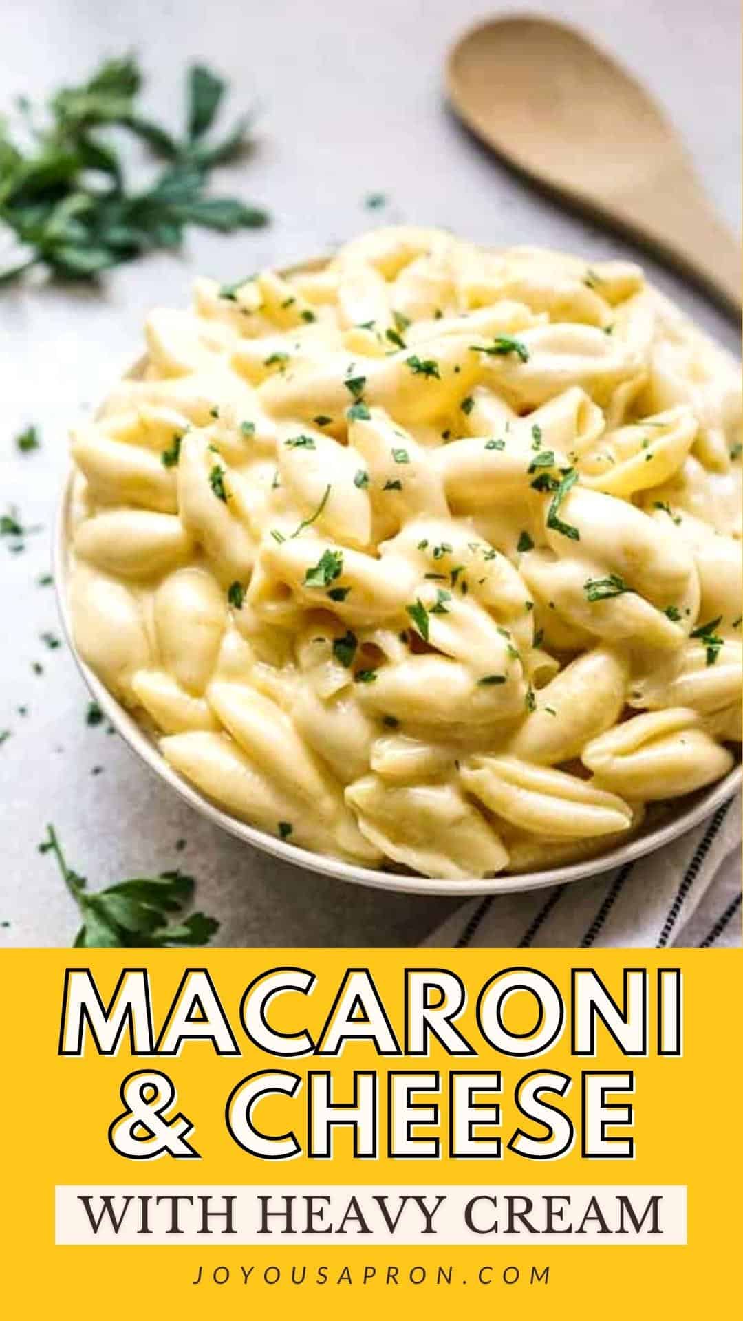 Macaroni and Cheese - a gourmet, adult and grown up version of mac and cheese, made with heavy cream, American cheese and white cheddar. Pasta is coated in a thick, creamy delicious cheese sauce. It's the classic all-American side dish for dinners and even the holidays! via @joyousapron