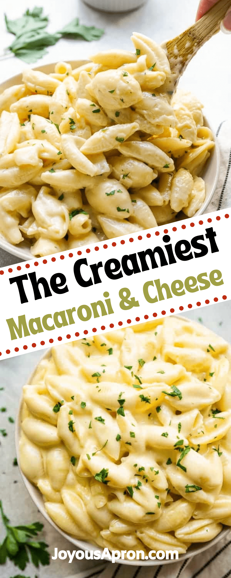 Macaroni and Cheese - a gourmet, adult and grown up version of mac and cheese, made with heavy cream, American cheese and white cheddar. Pasta is coated in a thick, creamy delicious cheese sauce. It's the classic all-American side dish for dinners and even the holidays! via @joyousapron