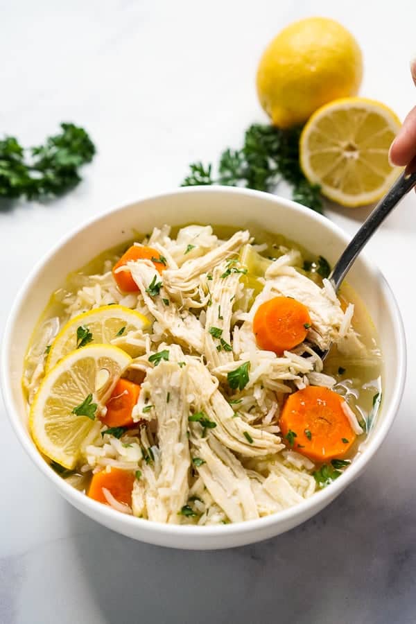 Lemony Chicken and Rice Soup - Baker by Nature