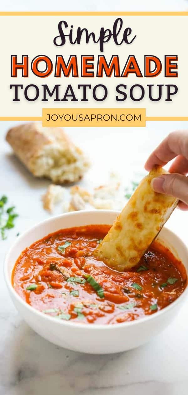 Simple Tomato Soup - Easy, healthy and rich in flavor, this Simple Tomato Soup recipe is made with San Marzano canned tomatoes and infused with herbs and spices. Comfort food and cozy recipe for the Fall and winter. via @joyousapron