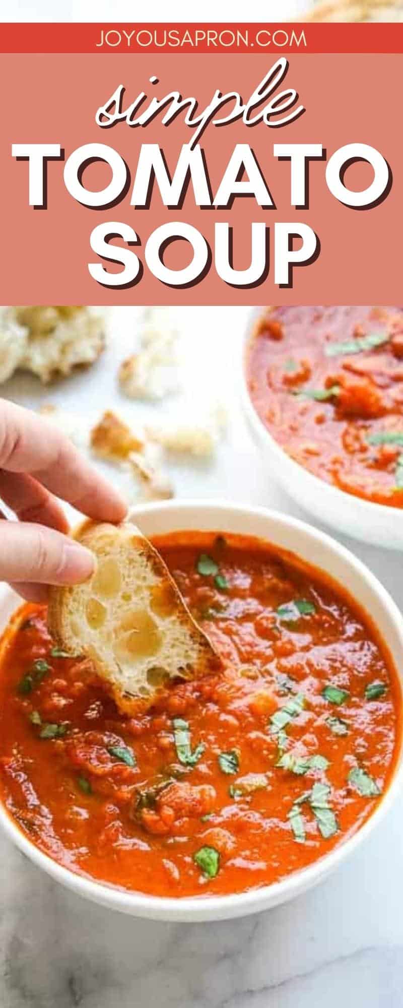 Simple Tomato Soup - Easy, healthy and rich in flavor, this Simple Tomato Soup recipe is made with San Marzano canned tomatoes and infused with herbs and spices. Comfort food and cozy recipe for the Fall and winter. via @joyousapron
