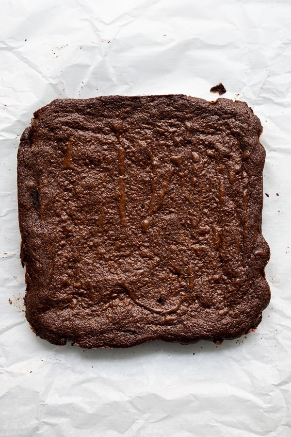 Brownies on parchment paper