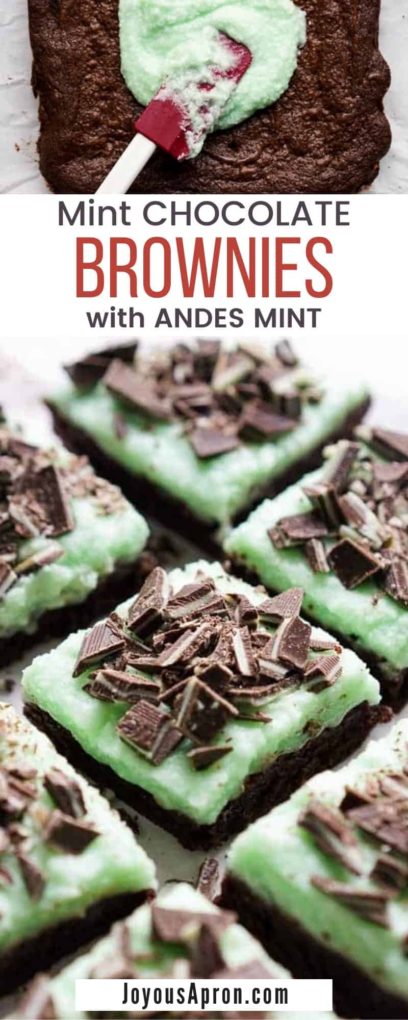 Mint Chocolate Brownies with Andes Mint - yummy minty sweets and dessert! Perfect for St Patricks Day, Christmas and New Year Eve parties and potlucks, these festive bite size treats are the perfect finger food and snack for the season! via @joyousapron