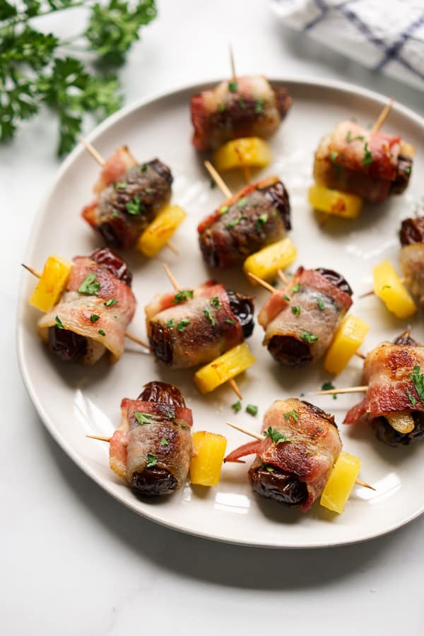 Lots of Bacon Wrapped Dates with Pineapples