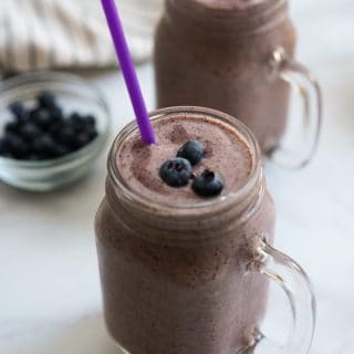 Two glasses of Blueberry Mango Smoothie