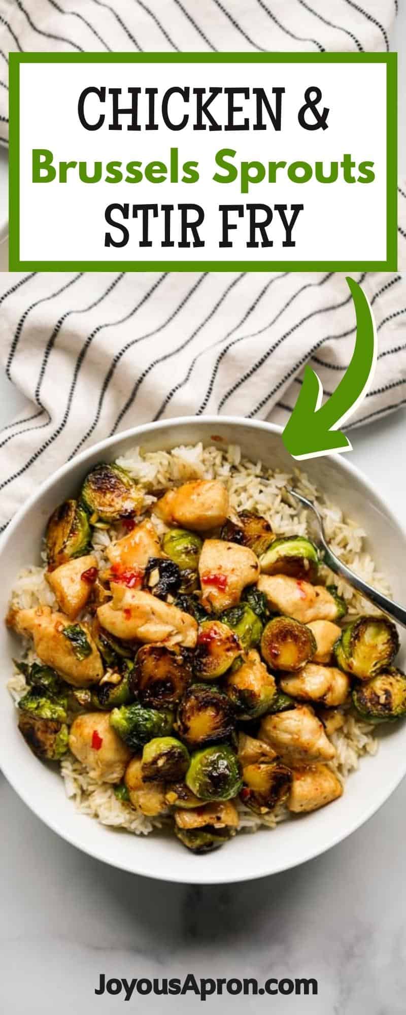 Brussels Sprouts and Chicken - Asian-inspired stir fry dish that is healthy and easy to make. Flavorful and filled with great textures, this dish combines crunchy Brussels with juicy chicken with sweet chili sauce and fish sauce. via @joyousapron