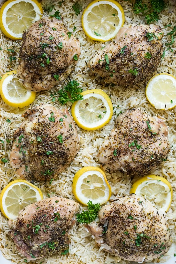 Baked Lemon Chicken and Rice (One-Pan Meal!) - Joyous Apron