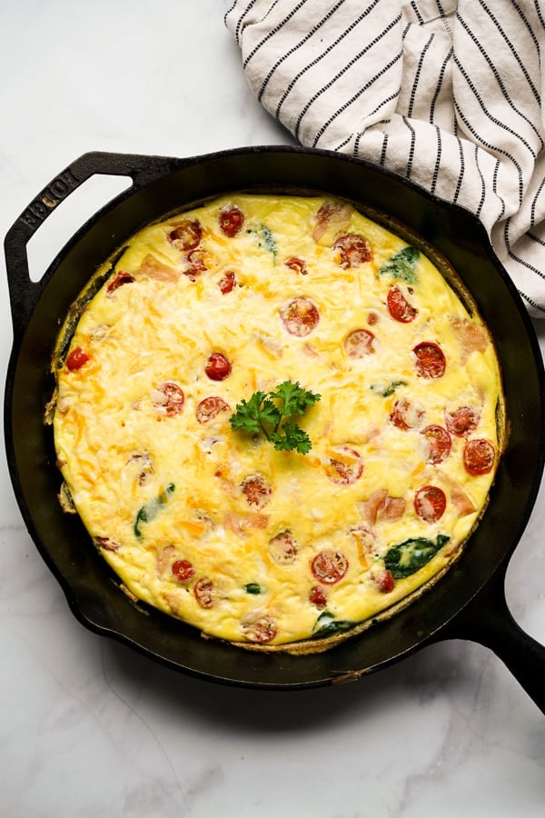 Frittata in a cast iron